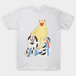 Cute Monkey Japanese Cat on a Dog Aesthetic Japanese Toys T-Shirt